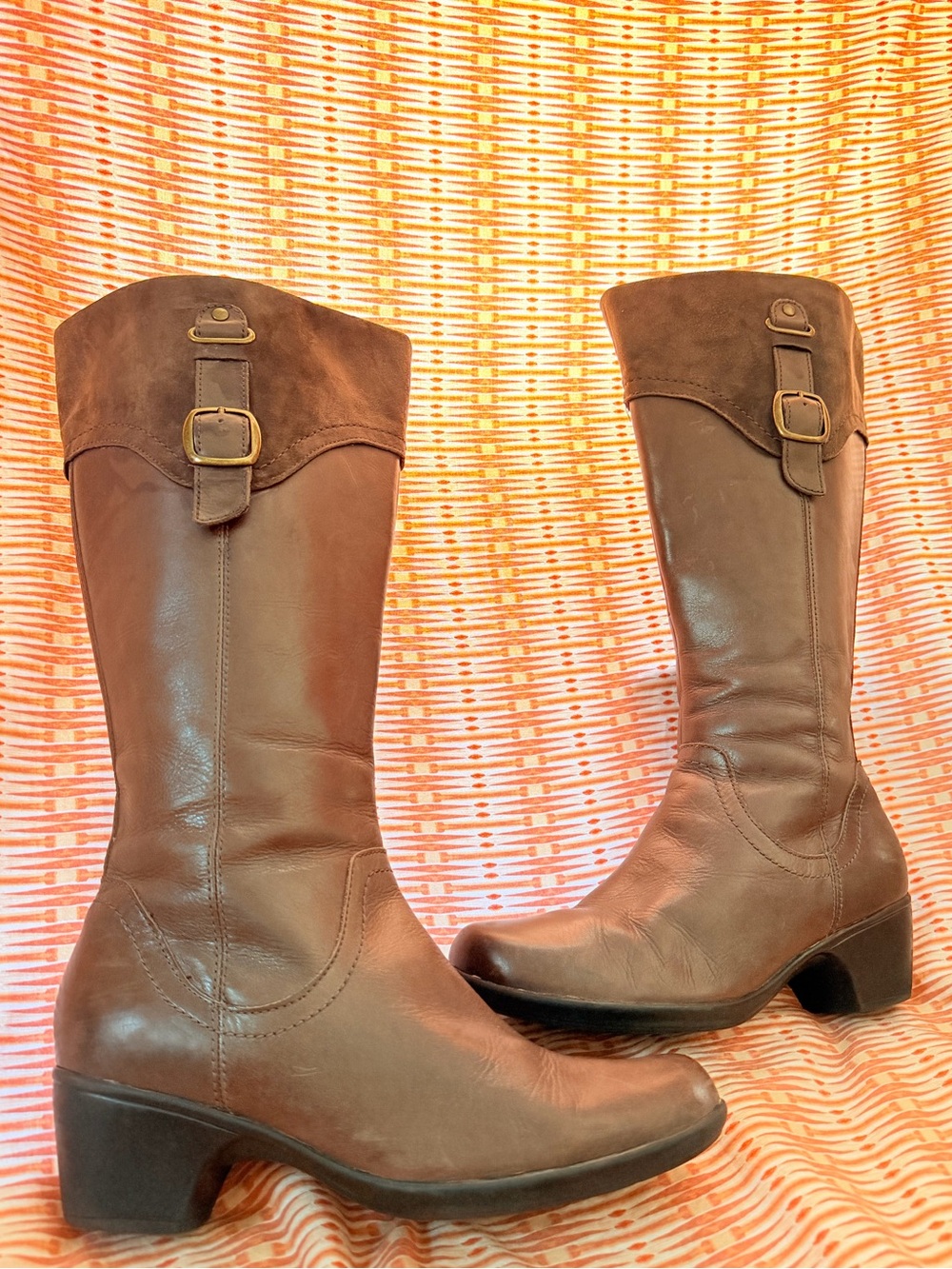 Fall Brown Women's Mid-Calf Leather Winter Boots